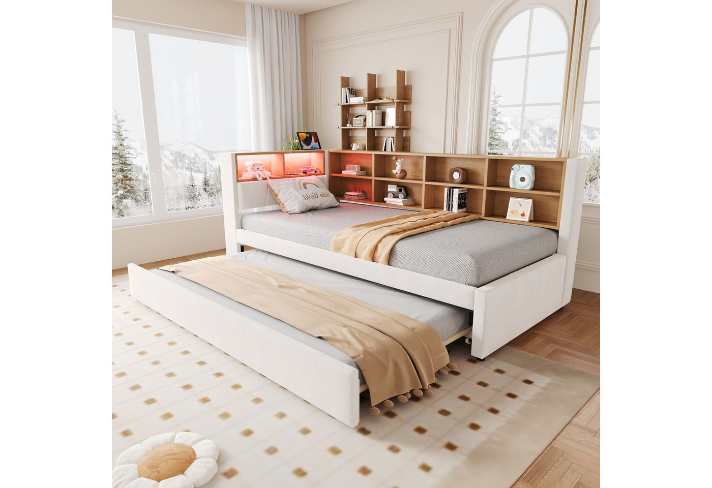 STILVORA Schlafsofa 90×200 mit Matratze&Ausziehbett,Tagesbett Daybett mit Steckdose&LED, Ausziehbett mit LED-Leuchten, Steckdosen & Ablagefächern 90 x 200 & 90x190 cm, ohne Matratze STILVORA Schlafsofa 90×200 mit Matratze&Ausziehbett,Tagesbett Daybett mit Steckdose&LED, Ausziehbett mit LED-Leuchten, Steckdosen & Ablagefächern 90 x 200 & 90x190 cm, ohne Matratze von STILVORA