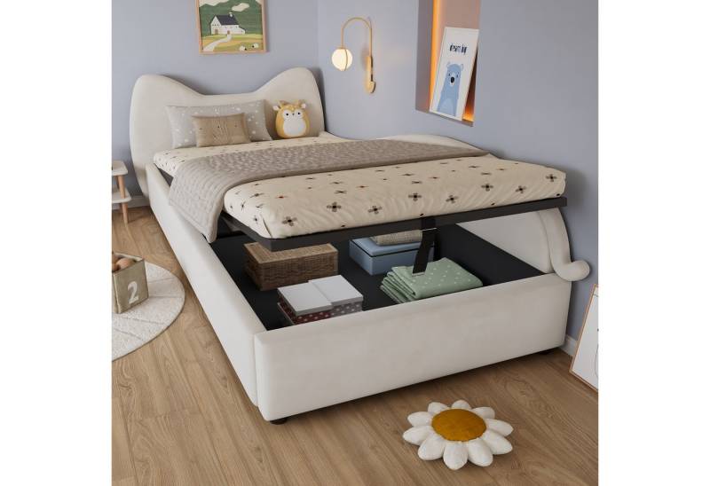 STILVORA Schlafsofa 90×200 mit Seitenplatte,Kinderbett Bettgestell mit Bettkasten,Samt, mit niedlichem Katzen-Design, hydraulischem Stauraum & weichen Samtmaterial 90x200cm, ohne Matratze STILVORA Schlafsofa 90×200 mit Seitenplatte,Kinderbett Bettgestell mit Bettkasten,Samt, mit niedlichem Katzen-Design, hydraulischem Stauraum & weichen Samtmaterial 90x200cm, ohne Matratze von STILVORA