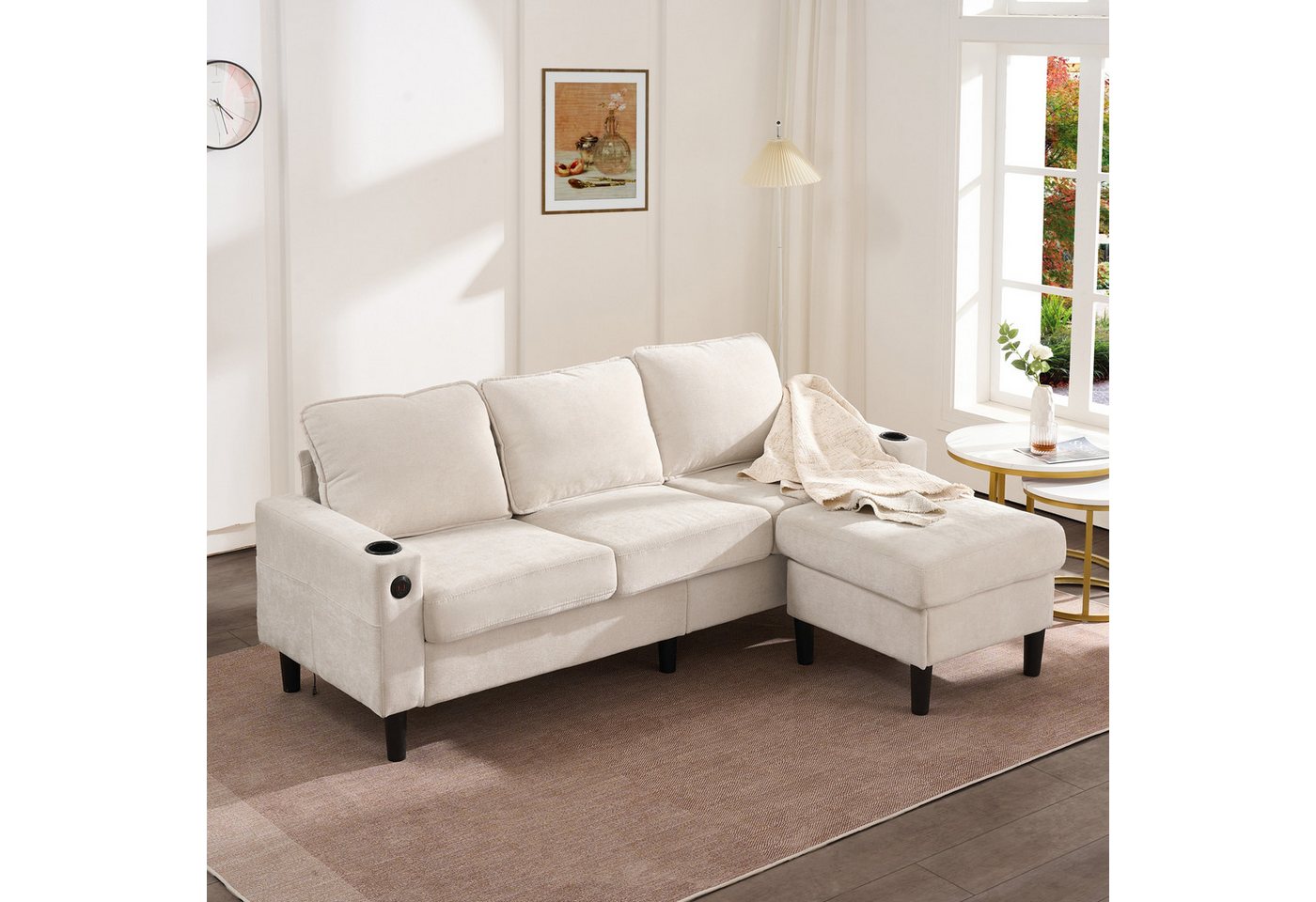 STILVORA Schlafsofa L-form Ecksofa mit USB- und Typ-C-Anschlüssen,couch wohnzimmer beige, Wohnzimmersofa, Polstersofa, mit USB- und Typ-C-Anschlüssen STILVORA Schlafsofa L-form Ecksofa mit USB- und Typ-C-Anschlüssen,couch wohnzimmer beige, Wohnzimmersofa, Polstersofa, mit USB- und Typ-C-Anschlüssen von STILVORA