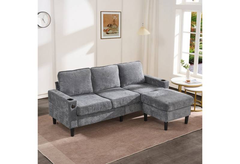 STILVORA Schlafsofa L-form Ecksofa mit USB- und Typ-C-Anschlüssen,couch wohnzimmer grau, Wohnzimmersofa, Polstersofa, mit USB- und Typ-C-Anschlüssen von STILVORA