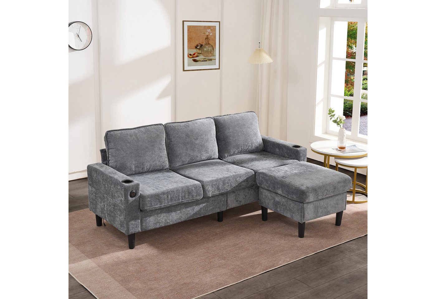 STILVORA Schlafsofa L-form Ecksofa mit USB- und Typ-C-Anschlüssen,couch wohnzimmer grau, Wohnzimmersofa, Polstersofa, mit USB- und Typ-C-Anschlüssen STILVORA Schlafsofa L-form Ecksofa mit USB- und Typ-C-Anschlüssen,couch wohnzimmer grau, Wohnzimmersofa, Polstersofa, mit USB- und Typ-C-Anschlüssen von STILVORA