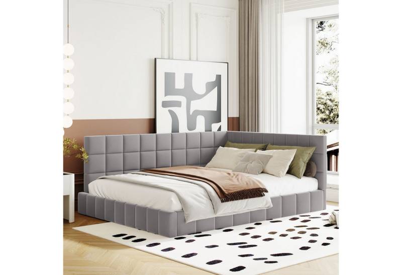 STILVORA Schlafsofa Polsterbett 140×200cm Daybett Jugendbett mit hohe Rückenlehne,Samt, Ohne Matratze von STILVORA