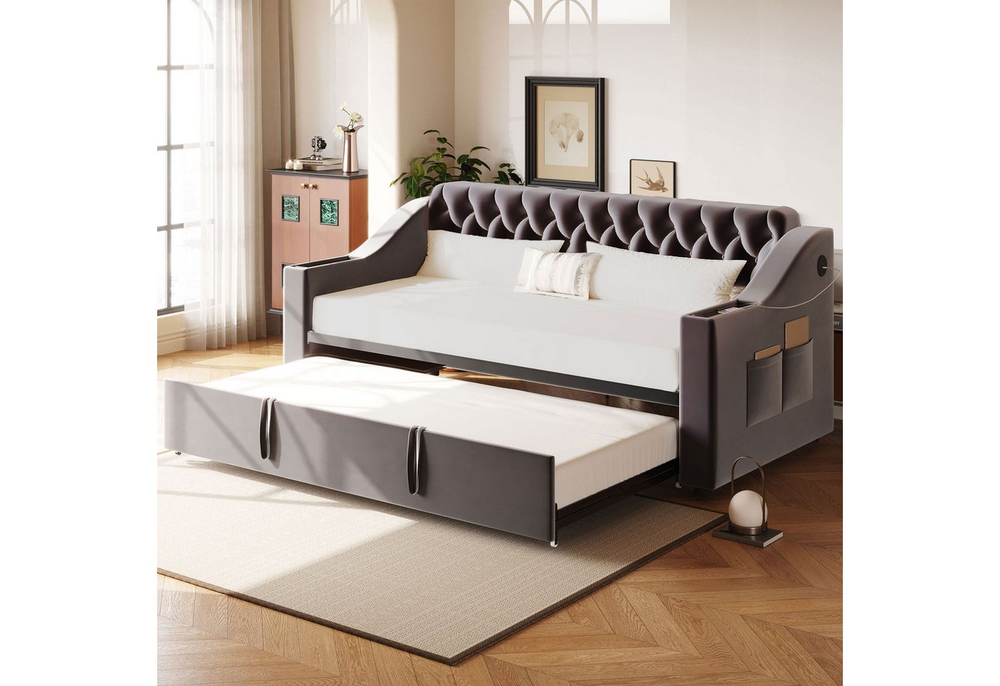 STILVORA Schlafsofa Polsterbett 90×200+180×190 Jugendbett mit USB,Tagesbett ausziehbares von STILVORA