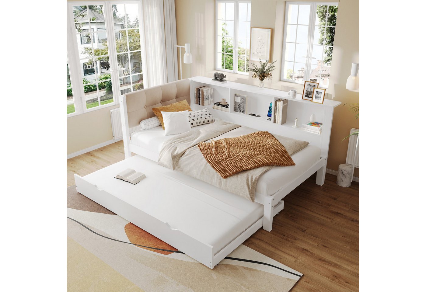 STILVORA Schlafsofa Tagesbett ausziehbar mit matratze,Jugendbett 90x200 mit LED-Leiste,USB von STILVORA