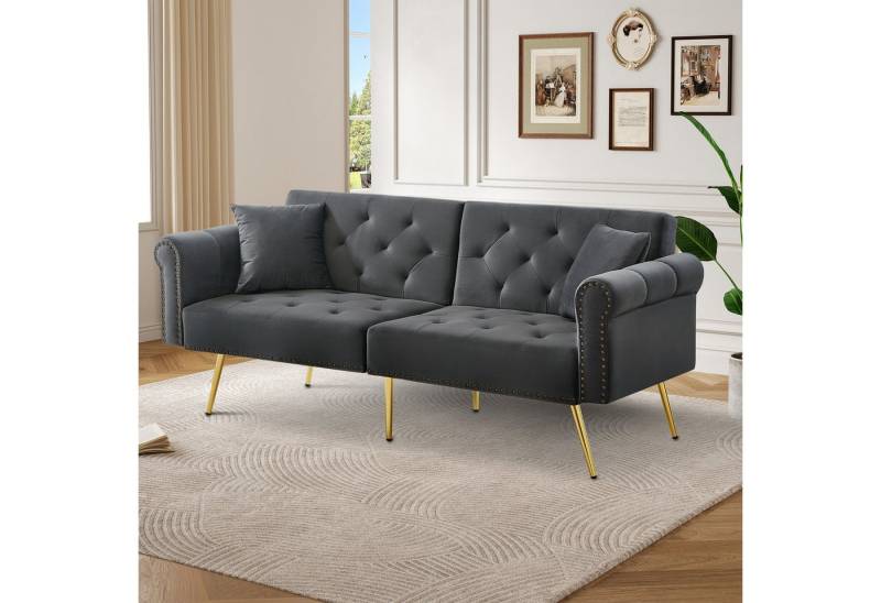 STILVORA Schlafsofa couch mit schlaffunktion,2-Sitzer sofas mit Verstellbare Rückenlehne, Wohnzimmersofa 1 Teile, Samtbezug, Rückenlehne mit 3-stufiger Verstellung von STILVORA