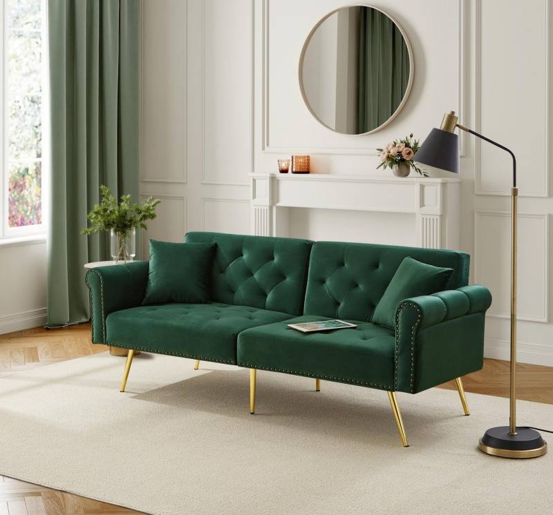 STILVORA Schlafsofa couch mit schlaffunktion,2-Sitzer sofas mit Verstellbare Rückenlehne, Wohnzimmersofa 1 Teile, Samtbezug, Rückenlehne mit 3-stufiger Verstellung von STILVORA