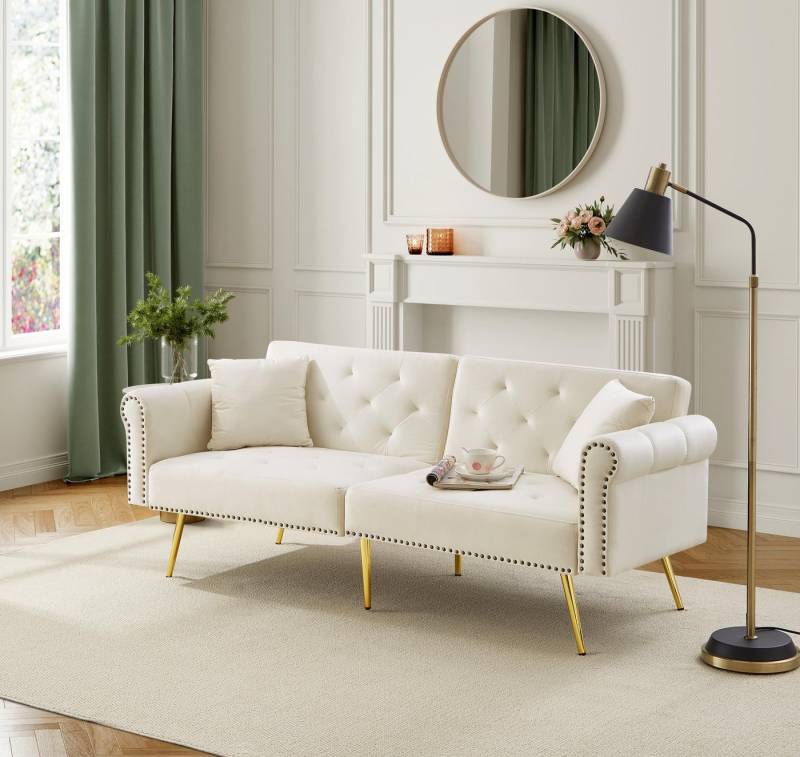 STILVORA Schlafsofa couch mit schlaffunktion,2-Sitzer sofas mit Verstellbare Rückenlehne, Wohnzimmersofa 1 Teile, Samtbezug, Rückenlehne mit 3-stufiger Verstellung von STILVORA