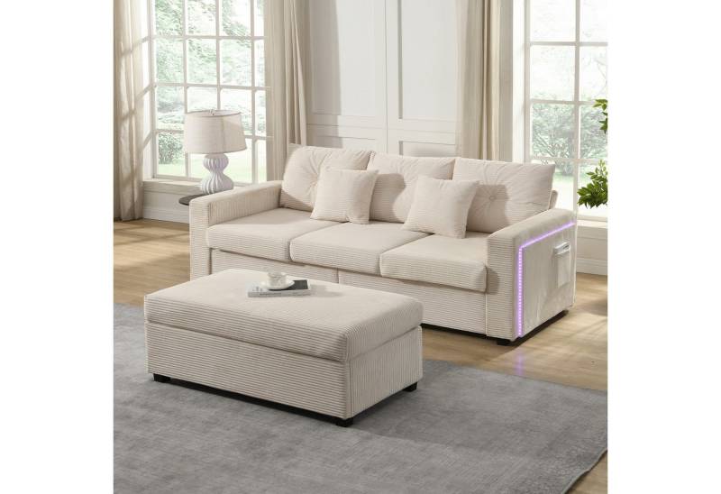 STILVORA Schlafsofa mit 5 Kissen&Fußhocker,Polstermöbel Sitzgruppe mit LED&Staufach STILVORA Schlafsofa mit 5 Kissen&Fußhocker,Polstermöbel Sitzgruppe mit LED&Staufach von STILVORA