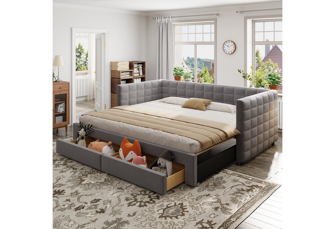 STILVORA Schlafsofa mit Ausziehbett,90/180×190 Daybett Tagesbett mit Schubladen,Baumwolle, mit Ausziehbett & Schubladen, Einzel-/Doppelbett, 3-in-1 Polster-Funktionsbett 90x190 cm/180x190 cm, ohne Matratze STILVORA Schlafsofa mit Ausziehbett,90/180×190 Daybett Tagesbett mit Schubladen,Baumwolle, mit Ausziehbett & Schubladen, Einzel-/Doppelbett, 3-in-1 Polster-Funktionsbett 90x190 cm/180x190 cm, ohne Matratze von STILVORA