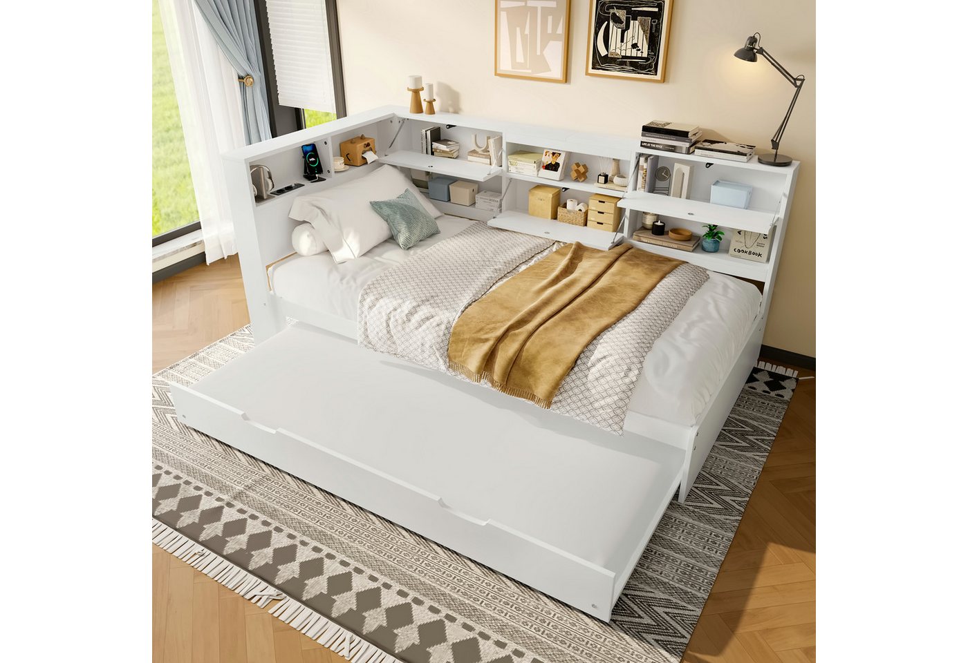 STILVORA Schlafsofa mit Ausziehbett,90x200 Daybett Tagesbett mit Staufach&Matratze, mit L-Stauraum & USB, Ausziehbett 90x200 cm, ohne Matratze STILVORA Schlafsofa mit Ausziehbett,90x200 Daybett Tagesbett mit Staufach&Matratze, mit L-Stauraum & USB, Ausziehbett 90x200 cm, ohne Matratze von STILVORA