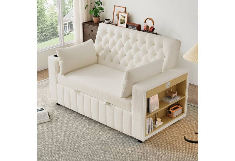 STILVORA Schlafsofa mit Kissen®ale,Klappsofa Sofa mit Getränkehalter&USB-Ladeanschluss, Polstersofa, Doppelschlafsofa, Schlafcouch 1 Teile, 3-stufig verstellbare Rückenlehne von STILVORA