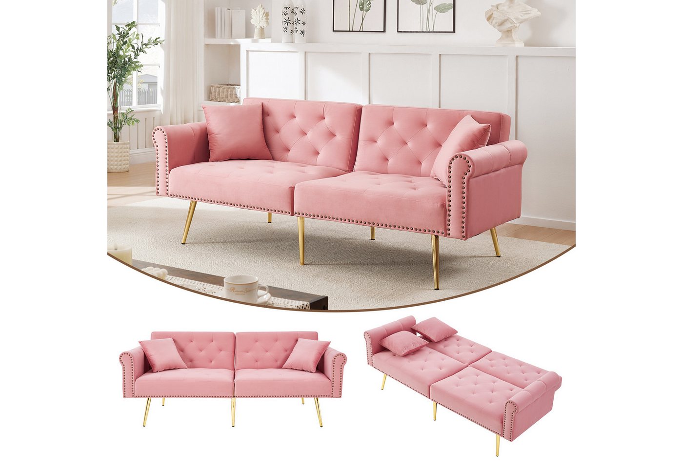STILVORA Schlafsofa mit Kissen&Rückenlehne verstellbar,Zweisitzer Relaxsofa aus Samtbezug, Wohnzimmersofa 1 Teile, Samtbezug, Rückenlehne mit 3-stufiger Verstellung STILVORA Schlafsofa mit Kissen&Rückenlehne verstellbar,Zweisitzer Relaxsofa aus Samtbezug, Wohnzimmersofa 1 Teile, Samtbezug, Rückenlehne mit 3-stufiger Verstellung von STILVORA