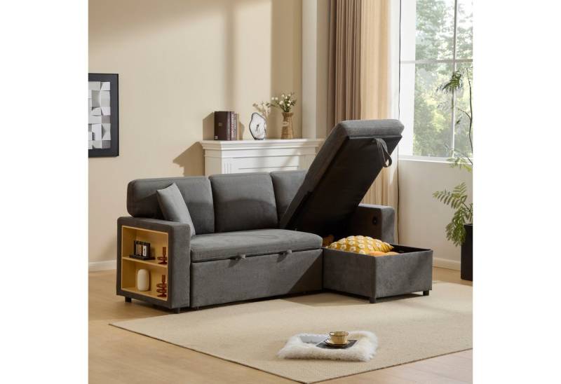 STILVORA Schlafsofa mit bettfunktion,L-Form couch mit schlaffunktion und Bettkasten,grau, Daybett, Polstersofa, Wohnzimmersofa, 3-Sitzer-Schlafsofa von STILVORA