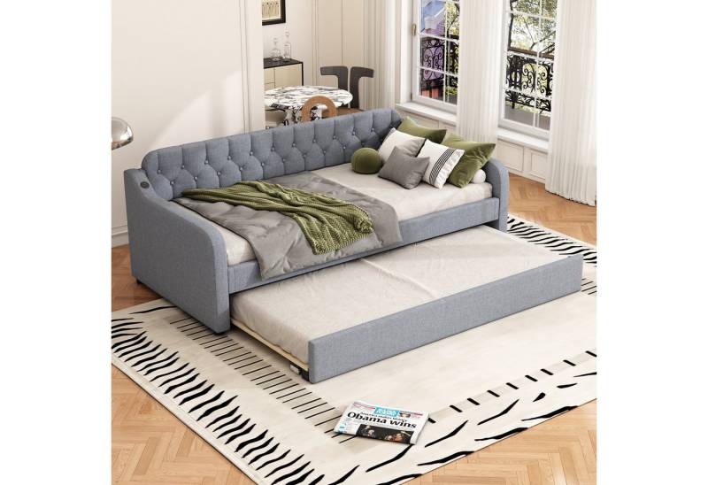 STILVORA Schlafsofa mit bettfunktion,Tagesbett ausziehbar mit matratze und USB-Anschluss, Hausbett Tagesbett 90x200cm, mit Matratze von STILVORA