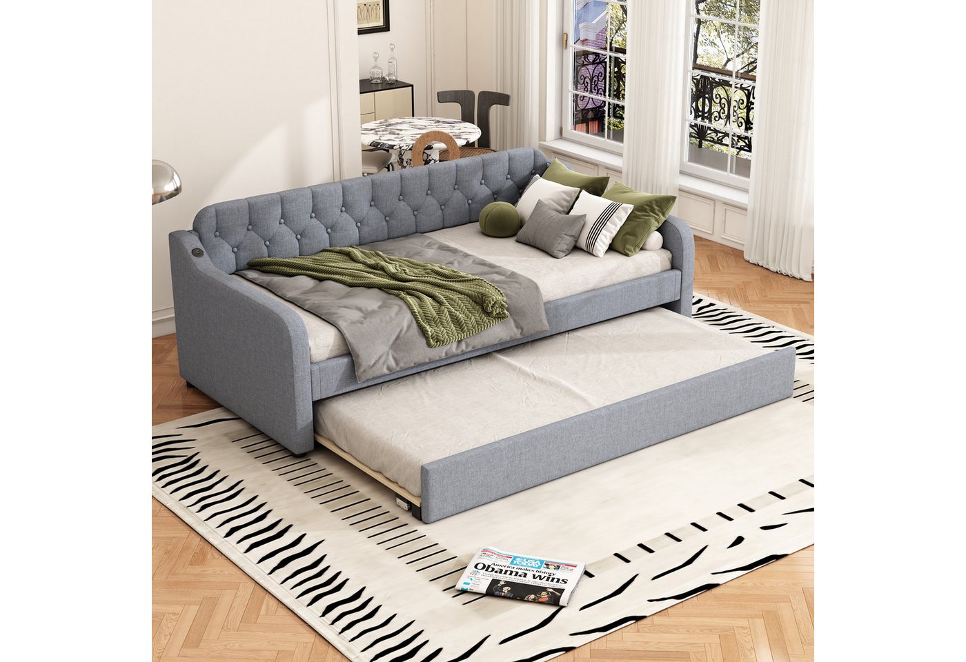 STILVORA Schlafsofa mit bettfunktion,Tagesbett ausziehbar mit matratze und USB-Anschluss, Hausbett Tagesbett 90x200cm, mit Matratze STILVORA Schlafsofa mit bettfunktion,Tagesbett ausziehbar mit matratze und USB-Anschluss, Hausbett Tagesbett 90x200cm, mit Matratze von STILVORA