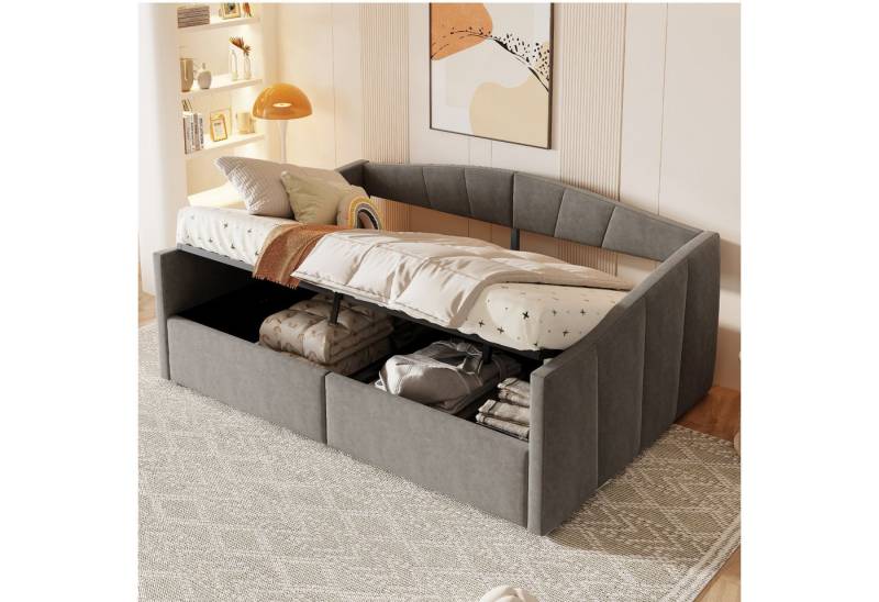 STILVORA Schlafsofa mit bettkasten Polsterbett 140×200 mit matratze, bett mit Lattenrost, mit hydraulischem Stauraum, samtgepolstert & Lattenrost 140x200 cm, mit Matratze von STILVORA