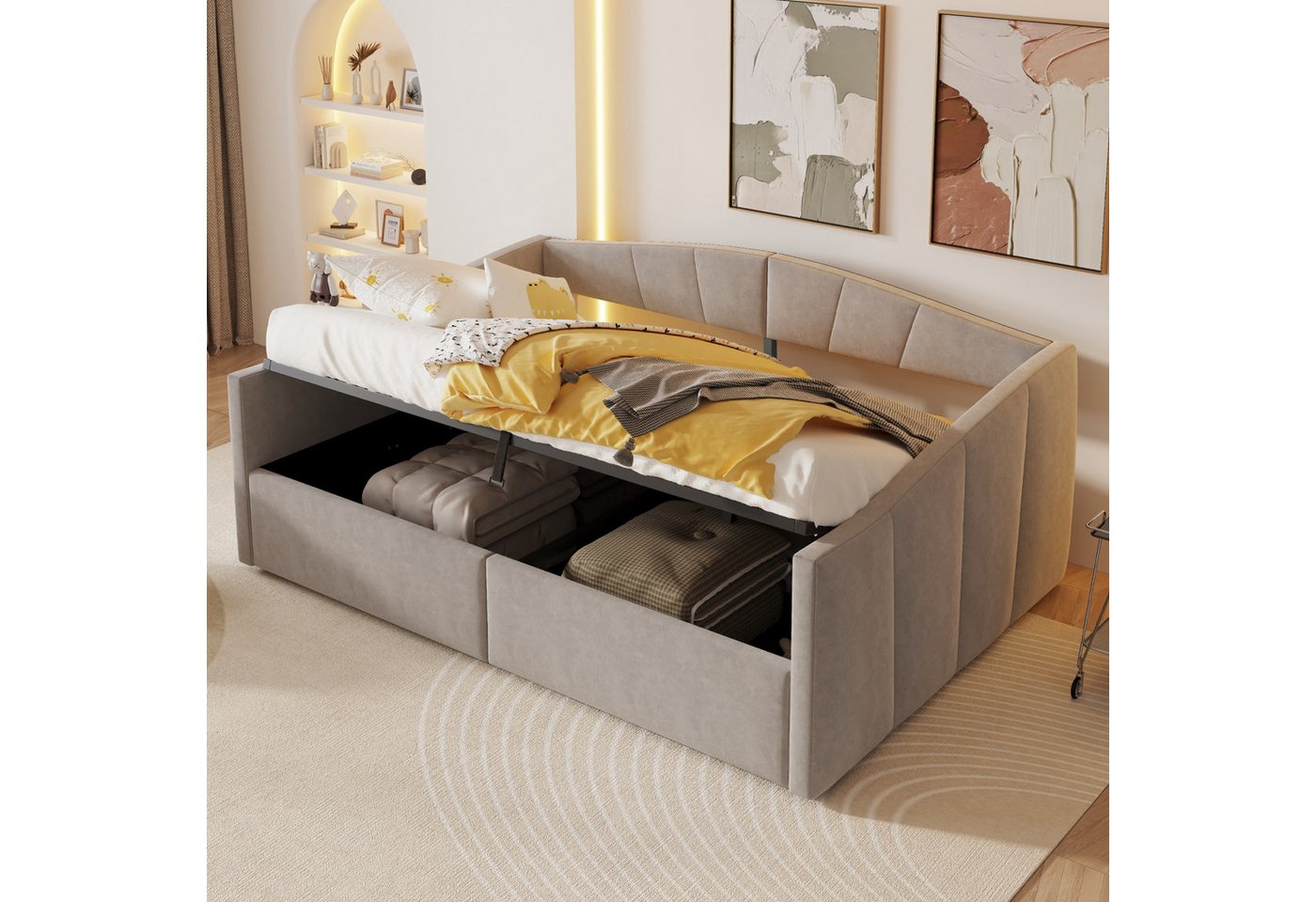 STILVORA Schlafsofa mit bettkasten Polsterbett 140×200 mit matratze, bett mit Lattenrost, mit hydraulischem Stauraum, samtgepolstert & Lattenrost 140x200 cm, mit Matratze STILVORA Schlafsofa mit bettkasten Polsterbett 140×200 mit matratze, bett mit Lattenrost, mit hydraulischem Stauraum, samtgepolstert & Lattenrost 140x200 cm, mit Matratze von STILVORA