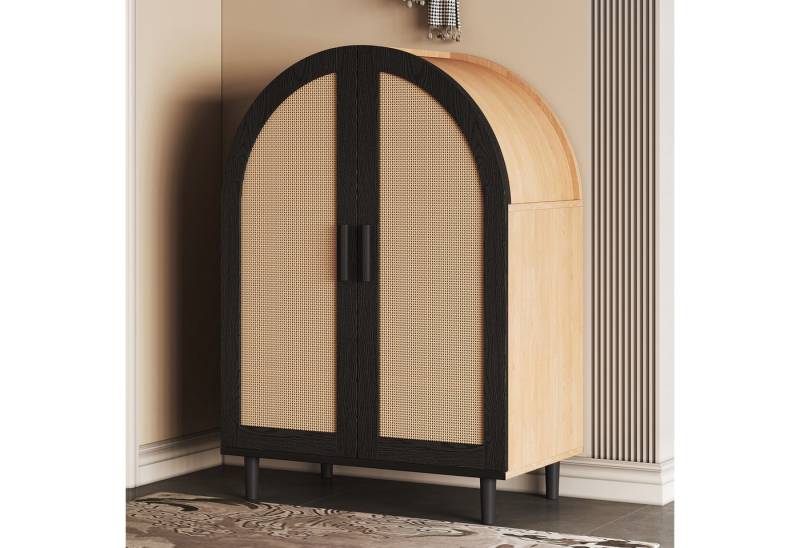STILVORA Schuhschrank in Rattanoptik,Schuhschrank Aufwahrungsschrank mit drei Regalen (Schuhregal, Sideboard, 1-St., drei Regalen) durchbrochenen Rattantüren von STILVORA