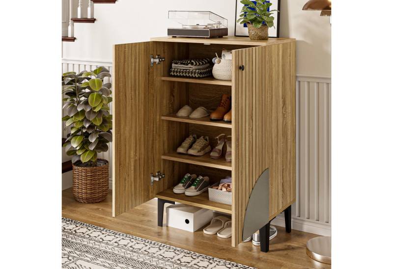 STILVORA Schuhschrank mit Regalfächern,Schuhregal Aufwahrungsschrank mit Metallgestell von STILVORA