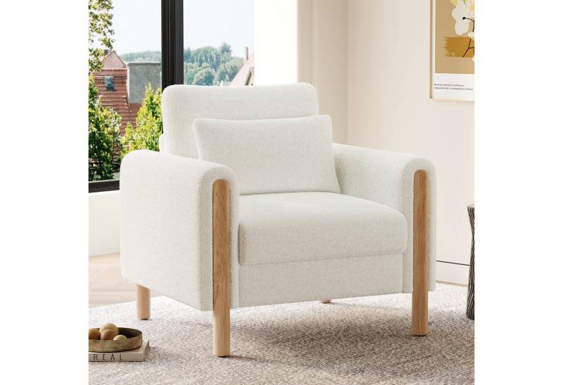 STILVORA Sessel mit Kissen,Relaxsessel Polsterstuhl aus Teddystoff mit Armlehnen,Weiß von STILVORA