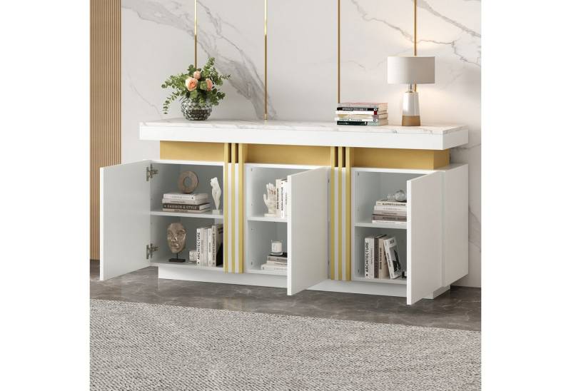 STILVORA Sideboard Esszimmerschrank Buffetschrank mit verstellbaren Trennwänden (Wohnzimmerschrank, Küchenmöbel, Kommode, Anrichte, 1 St., 3 Türen), mit verstellbaren Trennwänden von STILVORA