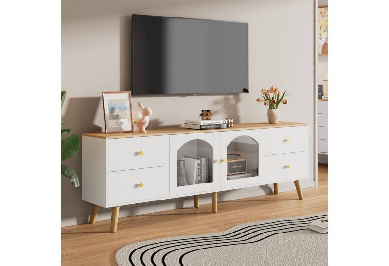 STILVORA Sideboard TV-Schrank mit Stauraum&Seitentüren Hartglas,Lowboard mit 4 Schubladen STILVORA Sideboard TV-Schrank mit Stauraum&Seitentüren Hartglas,Lowboard mit 4 Schubladen von STILVORA