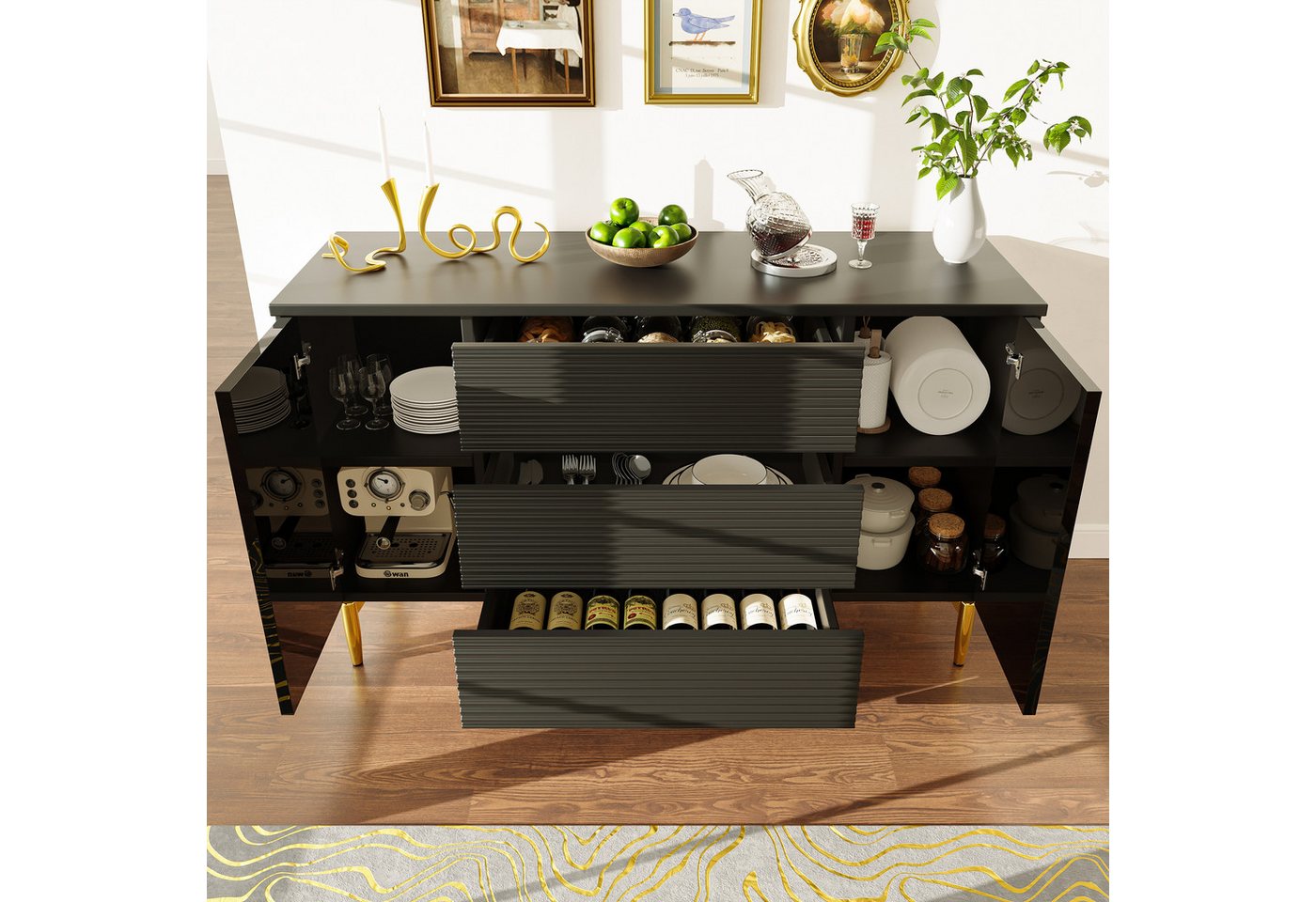 STILVORA Sideboard Wohnzimmer kommode mit schubladen,Mehrzweckschrank Schwarz STILVORA Sideboard Wohnzimmer kommode mit schubladen,Mehrzweckschrank Schwarz von STILVORA