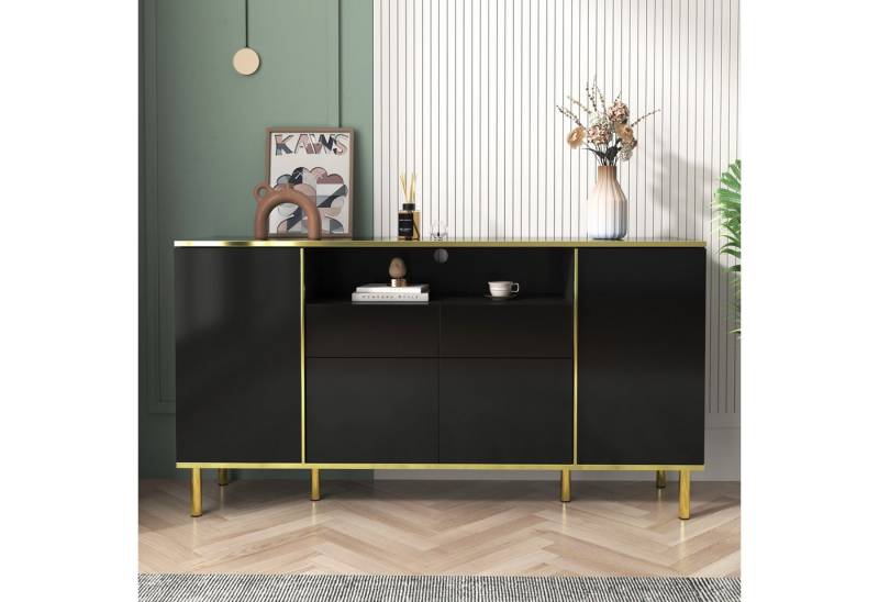 STILVORA Sideboard Wohnzimmerschrank mit Schublade,150×40cm schwarze hochglänzen Kommode, Sideboard-B150/T40 /H80cm STILVORA Sideboard Wohnzimmerschrank mit Schublade,150×40cm schwarze hochglänzen Kommode, Sideboard-B150/T40 /H80cm von STILVORA