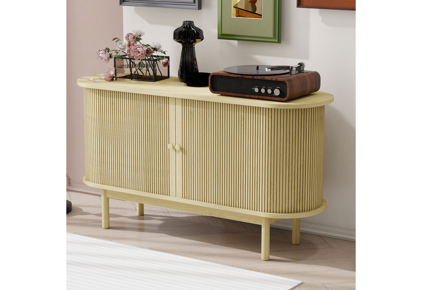 STILVORA Sideboard mit 2 Schiebetüren,Beistellschrank mit verstellbaren Regale&Holzbeinen (Retro Modernes Holz Sideboard mit Schiebetüren und Kiefernholzbeinen, 138 cm – Verstellbare Regale, elegantes Design, stabiler Stauraum für Esszimmer, Küche, Flur & Wohnzimmer – 60 kg Belastbarkeit) STILVORA Sideboard mit 2 Schiebetüren,Beistellschrank mit verstellbaren Regale&Holzbeinen (Retro Modernes Holz Sideboard mit Schiebetüren und Kiefernholzbeinen, 138 cm – Verstellbare Regale, elegantes Design, stabiler Stauraum für Esszimmer, Küche, Flur & Wohnzimmer – 60 kg Belastbarkeit) von STILVORA