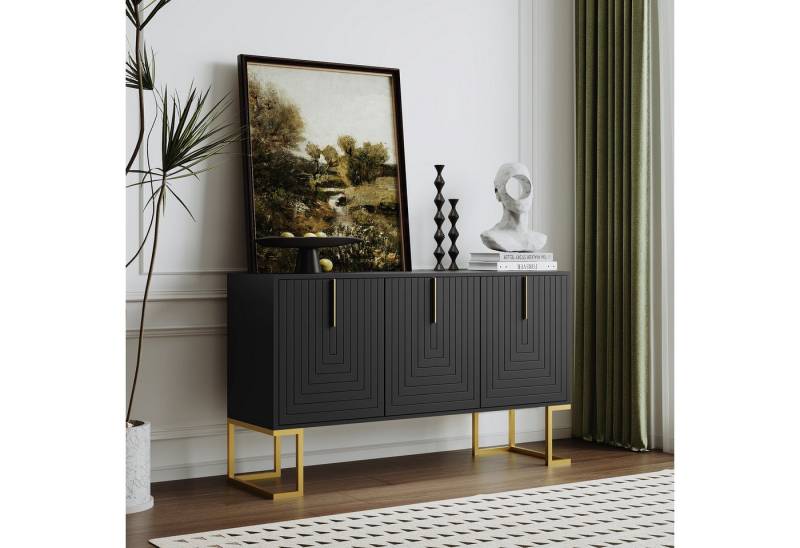 STILVORA Sideboard mit Metallgriff,Flurschrank Beistellschrank mit verstellbaren Regalen von STILVORA