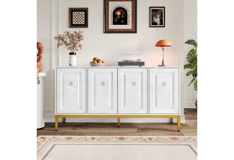 STILVORA Sideboard mit Regalen,Beistellschrank Aufwahrungsschrank mit goldene Beine (Kommode, Buffetschrank, Küchenschränke, 1 St., Spanplatte+MDF), mit Regalen, goldene Griffe und Beine von STILVORA