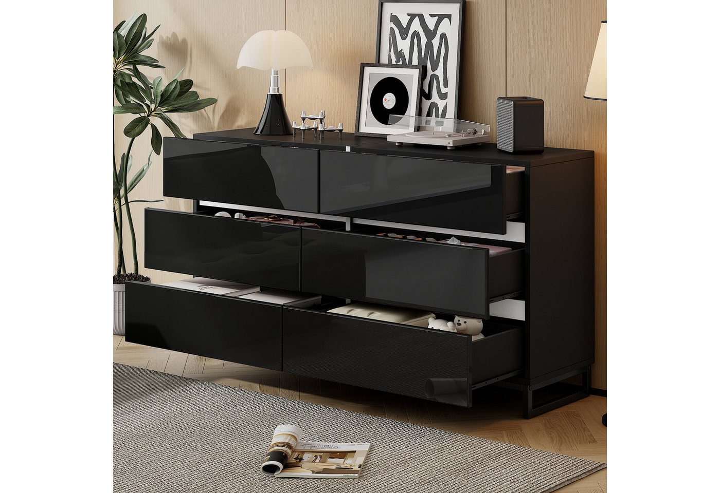 STILVORA Sideboard mit Schubladen,Aufwahrungsschrank Beistellschrank mit Hochglanz (1 St) von STILVORA