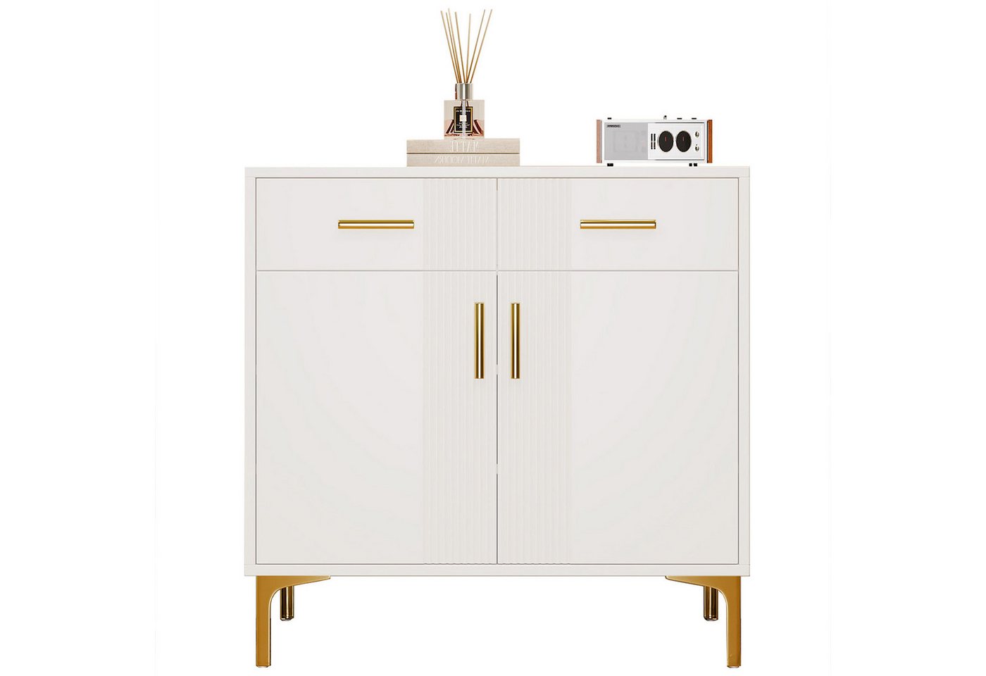 STILVORA Sideboard wohnzimmer 80×35cm Buffetschrank weiß,Küchenschrank mit 2 Türen (1 St), Mit Kippsicherung von STILVORA