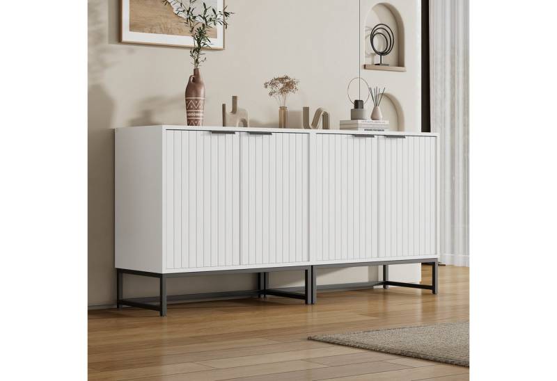 STILVORA Sideboard wohnzimmer weiß,Buffetschrank Küchenschrank in Vakuum-Formgebung (Moderne Sideboard Kommode mit 2 Türen, Vakuum-Formgebung, stabiler Metallrahmen, elegante Lagerung für Wohnzimmer & Flur., 1 St) von STILVORA