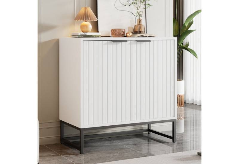 STILVORA Sideboard wohnzimmer weiß,Buffetschrank Küchenschrank in Vakuum-Formgebung (mit 2 Türen Lagerung Schrank mit Metallgriffen und Rahmenbeinen, 1 St) von STILVORA