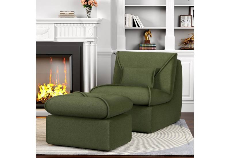 STILVORA Sitzsack Relaxsessel Lazy sofa kleine sofa Polsterstuhl mit Fußstütze,grün von STILVORA