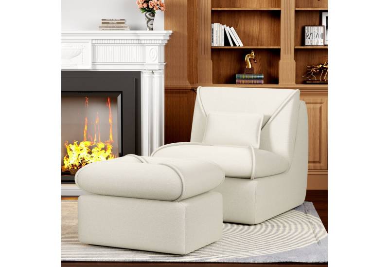 STILVORA Sitzsack Relaxsessel Lazy sofa kleine sofa Polsterstuhl mit Fußstütze,weiß von STILVORA