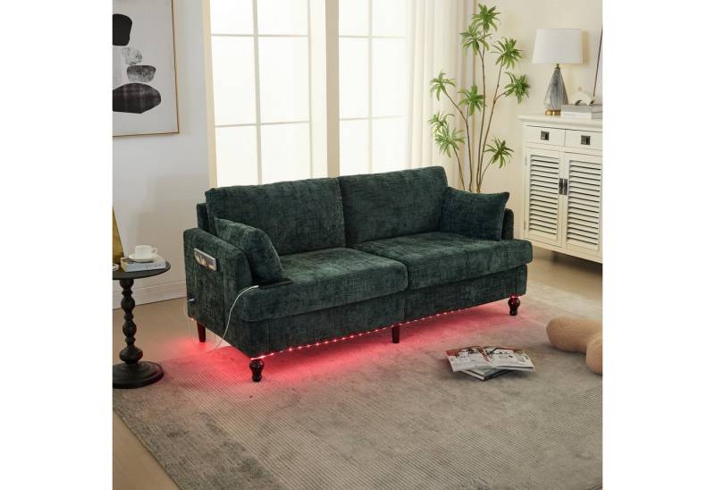 STILVORA Sofa 2-sitziges Sofa mit LED&USB,Modernes Sofa Doppelsofa mit Stautasche, 2-Sitzer Chenille-Wohnzimmersofa mit USB-Anschluss & LED, moderne Couch mit Stauraum, für Wohnzimmer, Schlafzimmer & Büro von STILVORA