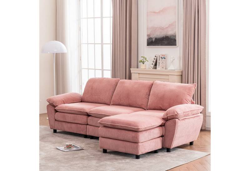 STILVORA Sofa L-Form Wohnzimmersofa,Relaxsofa für 4 Personen,Big Sofa cordstoff, Modulares L-Sofa mit Abnehmbarem Ottoman – Komfort Ergonomisches Design mit extra tiefem Sitz und robuster Holzrahmenstruktur, mit Relaxfunktion von STILVORA