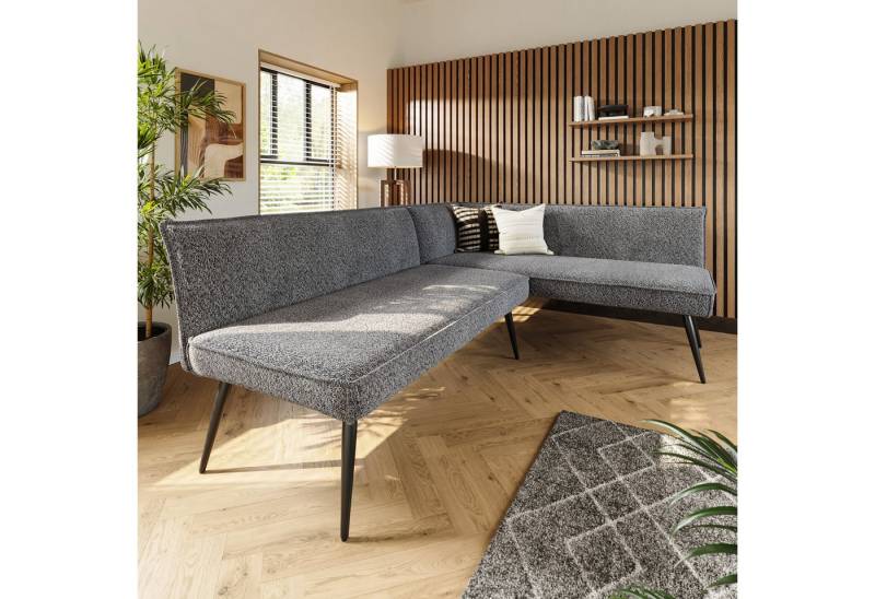 STILVORA Sofa Wohnzimmer Schlafsofa L-form,Ecksofa mit verstellbare Füße,grau, Modernes Terry Velvet Sofa mit ergonomischer Rückenlehne & verstellbaren Metallfüßen – Perfekt für Wohnzimmer, Esszimmer & gemütliche Familienmomente in Grau 2 Teile, mit Relaxfunktion von STILVORA