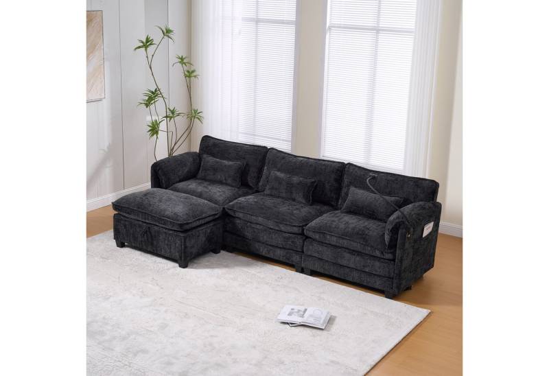 STILVORA Sofa mit Hockern&Seitentaschen,Modulares Sofa Relaxsofa mit USB&Handyhalter, inklusive USB-Anschluss, Seitentasche, Handyhalter und modularen Hockern, Loungesofa STILVORA Sofa mit Hockern&Seitentaschen,Modulares Sofa Relaxsofa mit USB&Handyhalter, inklusive USB-Anschluss, Seitentasche, Handyhalter und modularen Hockern, Loungesofa von STILVORA