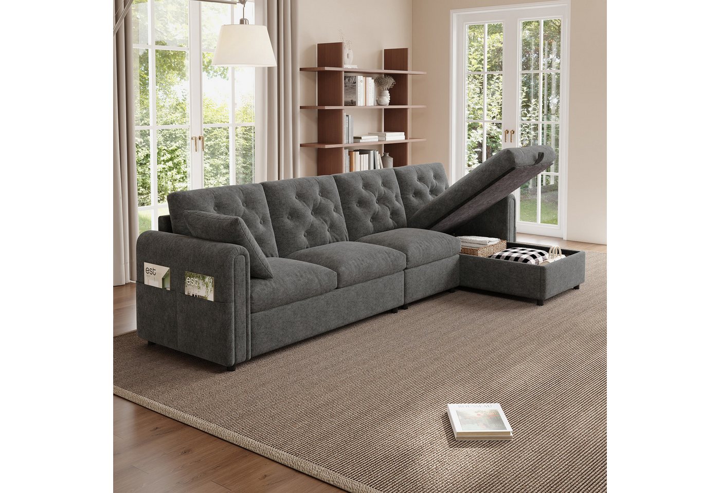 STILVORA Sofa mit Kissen&Hocker,Polstermöbel Sitzgruppe mit Seitentasche&Rückenlehne, verstellbare Armlehnen mit Magazintaschen, robust und komfortabel 1 Teile STILVORA Sofa mit Kissen&Hocker,Polstermöbel Sitzgruppe mit Seitentasche&Rückenlehne, verstellbare Armlehnen mit Magazintaschen, robust und komfortabel 1 Teile von STILVORA