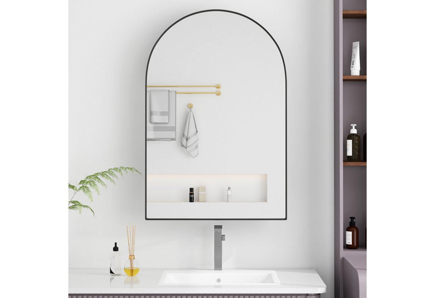 STILVORA Spiegelschrank Wandschrank mit Spiegel&verstellbaren Regalen,gewölbter Badschrank (Bogen-Spiegelschrank mit Metallrahmen & verstellbaren Regalen – Platzsparender Wandmontage- oder Einbauschrank, Langlebig, Nebelfrei und Stylisches Design) STILVORA Spiegelschrank Wandschrank mit Spiegel&verstellbaren Regalen,gewölbter Badschrank (Bogen-Spiegelschrank mit Metallrahmen & verstellbaren Regalen – Platzsparender Wandmontage- oder Einbauschrank, Langlebig, Nebelfrei und Stylisches Design) von STILVORA