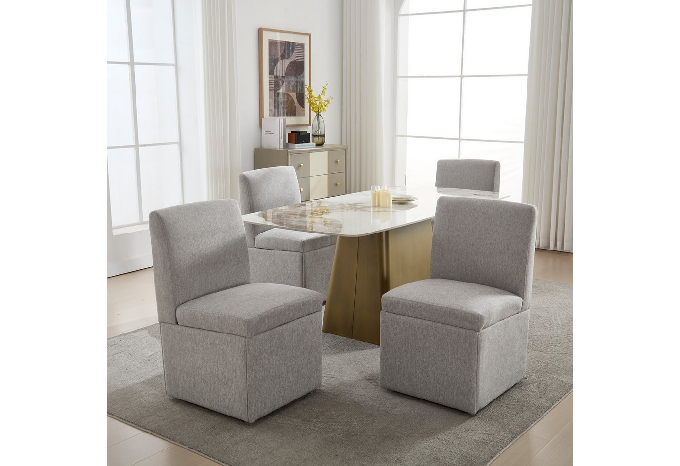 STILVORA Stuhl drehbar 2er set Hochzeitsstühle mit Rollen & Lagerung,Küchenstühle (Gepolsterte Esszimmerstühle 2er Set mit Rollen – Drehbare, komfortable Stühle für Esszimmer und Büro, versteckter Stauraum., 2 St) STILVORA Stuhl drehbar 2er set Hochzeitsstühle mit Rollen & Lagerung,Küchenstühle (Gepolsterte Esszimmerstühle 2er Set mit Rollen – Drehbare, komfortable Stühle für Esszimmer und Büro, versteckter Stauraum., 2 St) von STILVORA