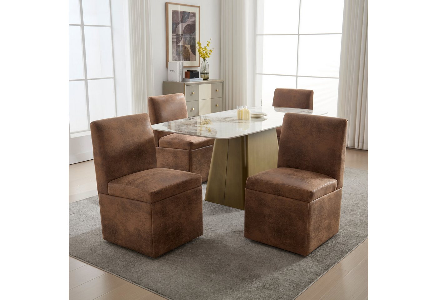 STILVORA Stuhl drehbar 2er set Hochzeitsstühle mit Rollen & Lagerung,Küchenstühle (Gepolsterte Esszimmerstühle 2er Set mit Rollen – Drehbare, komfortable Stühle für Esszimmer und Büro, versteckter Stauraum., 2 St) STILVORA Stuhl drehbar 2er set Hochzeitsstühle mit Rollen & Lagerung,Küchenstühle (Gepolsterte Esszimmerstühle 2er Set mit Rollen – Drehbare, komfortable Stühle für Esszimmer und Büro, versteckter Stauraum., 2 St) von STILVORA