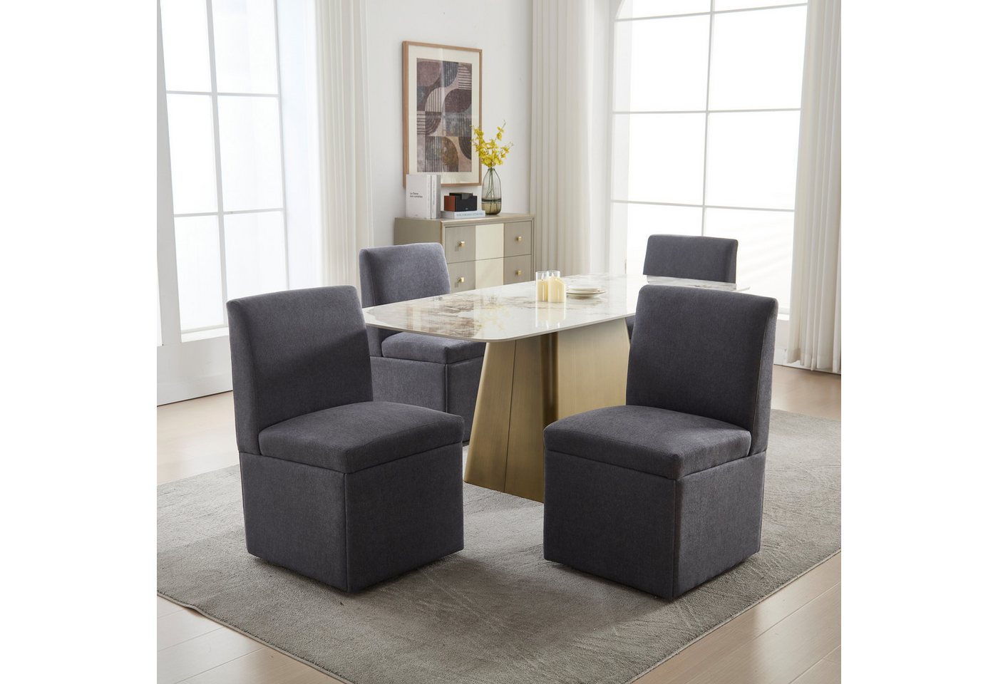 STILVORA Stuhl drehbar 2er set Hochzeitsstühle mit Rollen & Lagerung,Küchenstühle (Gepolsterte Esszimmerstühle 2er Set mit Rollen – Drehbare, komfortable Stühle für Esszimmer und Büro, versteckter Stauraum., 2 St) STILVORA Stuhl drehbar 2er set Hochzeitsstühle mit Rollen & Lagerung,Küchenstühle (Gepolsterte Esszimmerstühle 2er Set mit Rollen – Drehbare, komfortable Stühle für Esszimmer und Büro, versteckter Stauraum., 2 St) von STILVORA