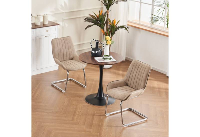 STILVORA Stuhl mit Schaumkissen,Küchenstuhl Gartenstuhl aus PU leather,Beige (Kunstleder Esszimmer Stühle im 2er Set – Komfortable Polsterung., 2 St) von STILVORA