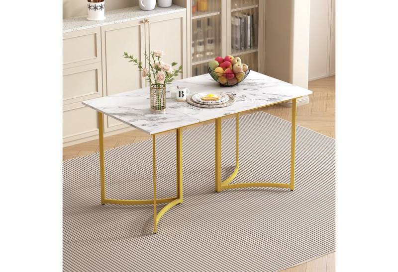 STILVORA Stuhl mit gebogenen-beinen,Beistelltisch Küchentisch mit verstellbare Füße (Moderner Esstisch mit Marmoroptik und gebogenen Tischbeinen, verstellbare Füße – 140 x 80 cm für Esszimmer und Küche, 1 St) von STILVORA