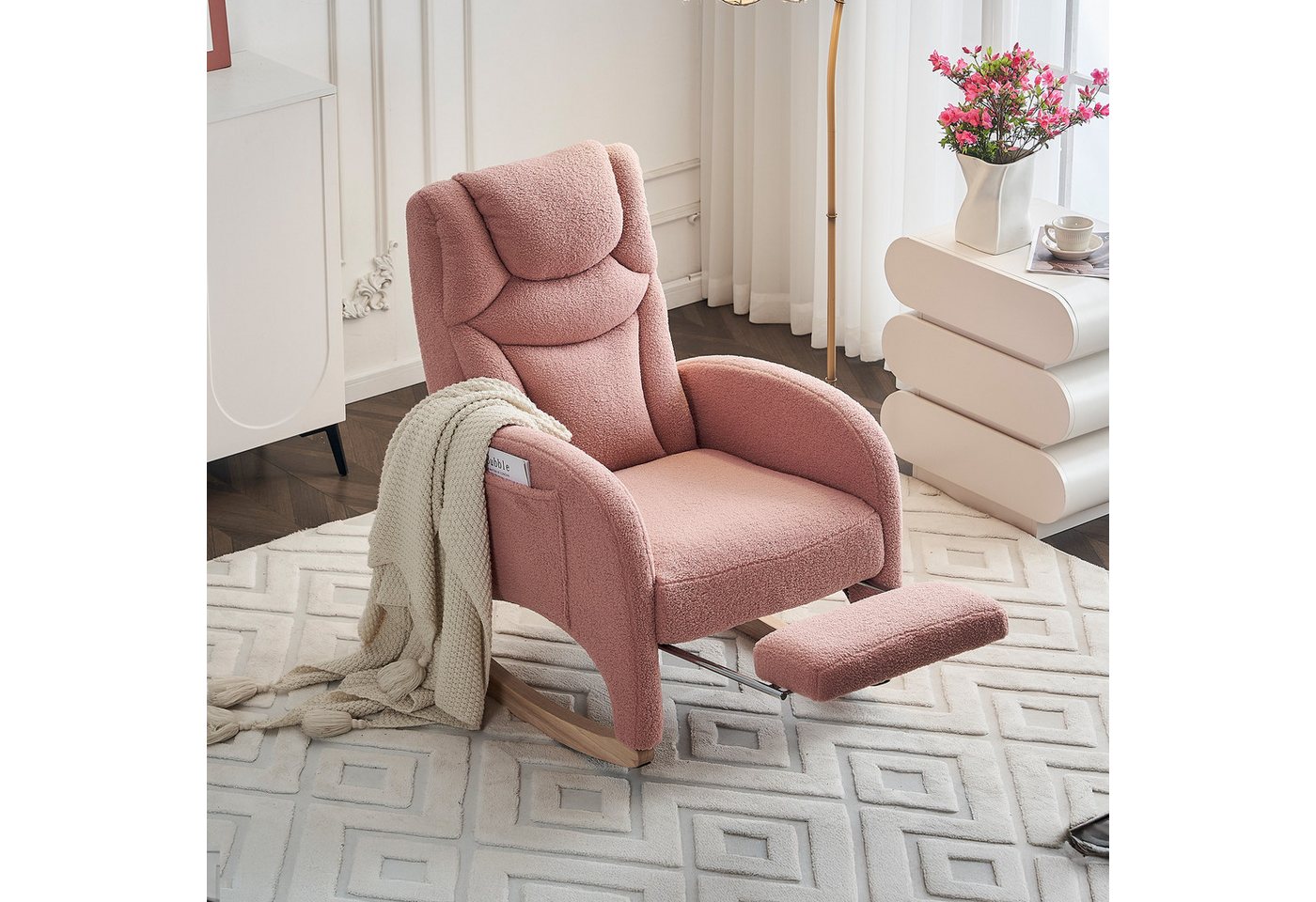 STILVORA Stuhl mit hocker Schaukelsessel mit Armlehne,Relaxsessel aus Teddy-Samt (Schaukelstuhl mit Armlehne & Kopfstütze, Kunstfell-Stoff, 110 kg Tragkraft, Ideal für Wohnzimmer und Schlafzimmer – Relaxsessel mit klappbarem Fußhocker für maximale Entspannung), mit Armlehnen STILVORA Stuhl mit hocker Schaukelsessel mit Armlehne,Relaxsessel aus Teddy-Samt (Schaukelstuhl mit Armlehne & Kopfstütze, Kunstfell-Stoff, 110 kg Tragkraft, Ideal für Wohnzimmer und Schlafzimmer – Relaxsessel mit klappbarem Fußhocker für maximale Entspannung), mit Armlehnen von STILVORA