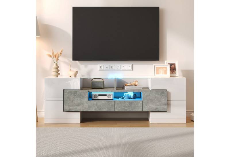 STILVORA TV-Schrank mit LED-Licht,TV-Schrank TV-Regal mit 6 Türen,2 Schubladen&3Fächern (TV-Schrank,Fernsehtisch,TV-Board, 1-St., 6 Türen, 2 Schubladen, großzügiger Stauraum) mit LED-Beleuchtung, einfach aufzubauen, für modernes Wohnen von STILVORA